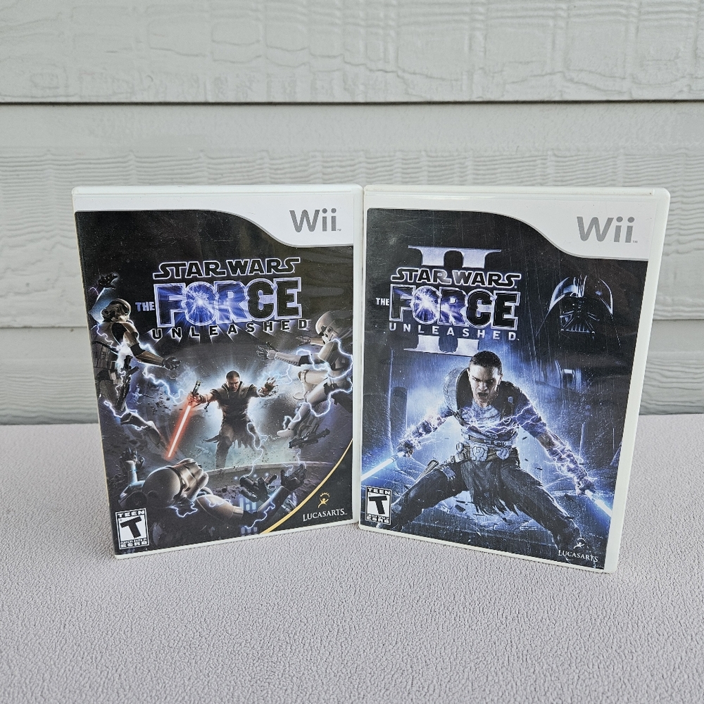 Nintendo Wii Star Wars: The Force Unleashed 1 & 2 Video Game Set CIB WORKS